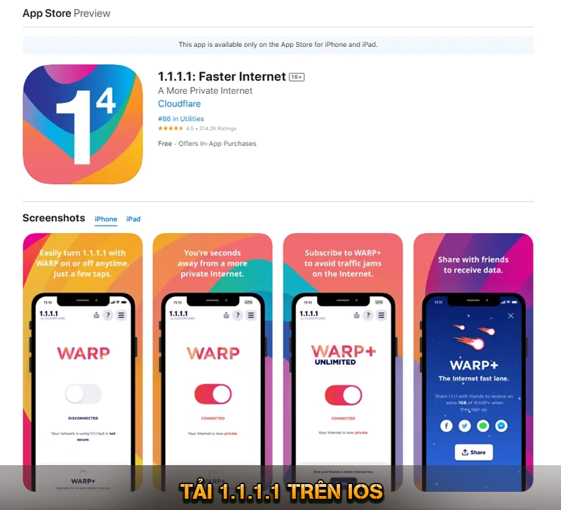 Hướng Dẫn Cách Tải 1.1.1.1 - Vào Telegram Và KUWIN 2026 8 Tải 1.1.1.1 trên iOS